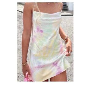 Zara Tie Dye Satin Strappy Back Mini Dress Women’s Size Small